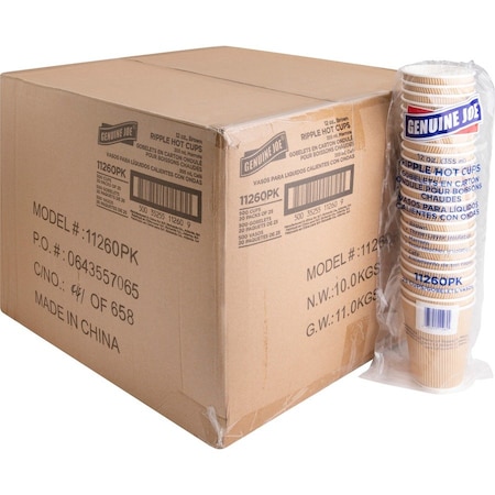 Genuine Joe Cup, Ripple, Hot, 12Oz 4PK GJO11260CT